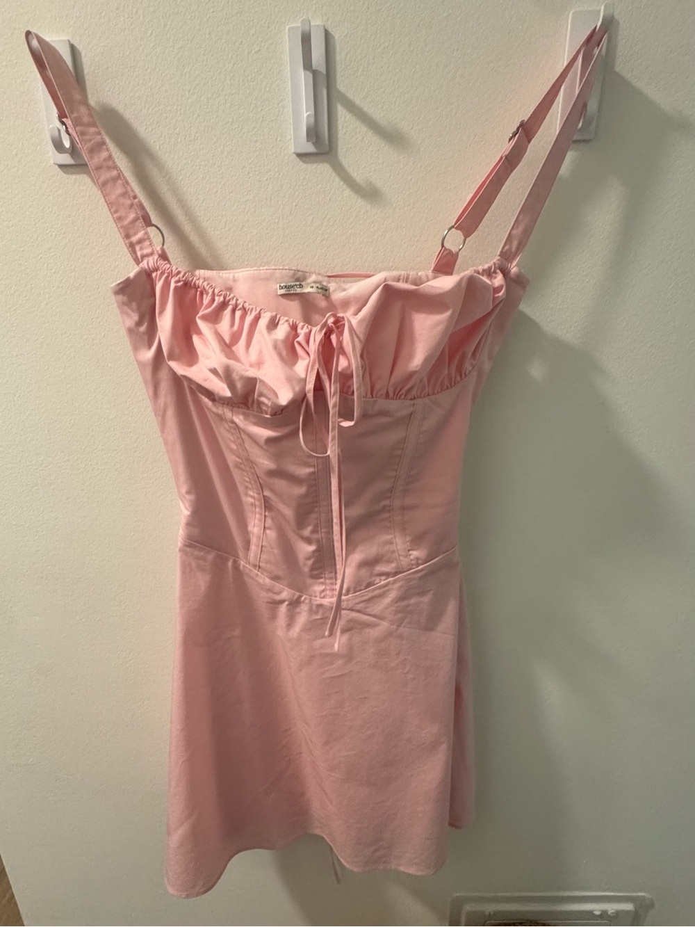 House of CB Pale Pink Tie-Front Mini Dress